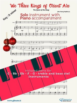 cover image of We Three Kings of Orient Are (key Dm) for solo instrument w/ piano